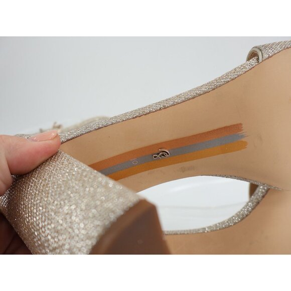 Sam Edelman Womens Yaro Sandals Ankle Strap Block Heel Gold Shimmer Size 10 Prom - Picture 10 of 12